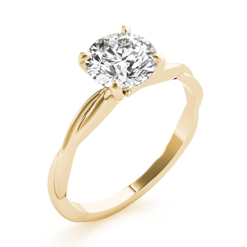 Twisted Solitaire Engagement Ring, style 85258, Angle view in yellow gold