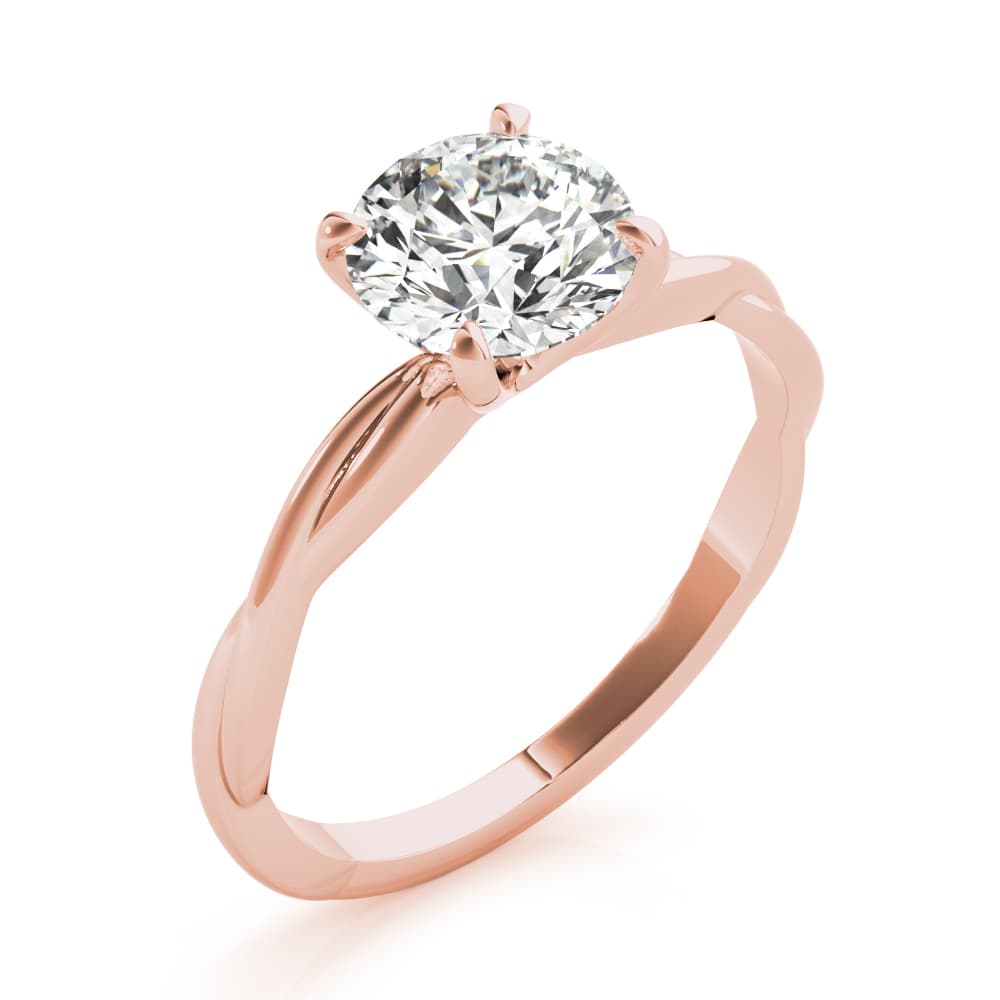 Twisted Solitaire Engagement Ring, style 85258, Angle view in rose gold