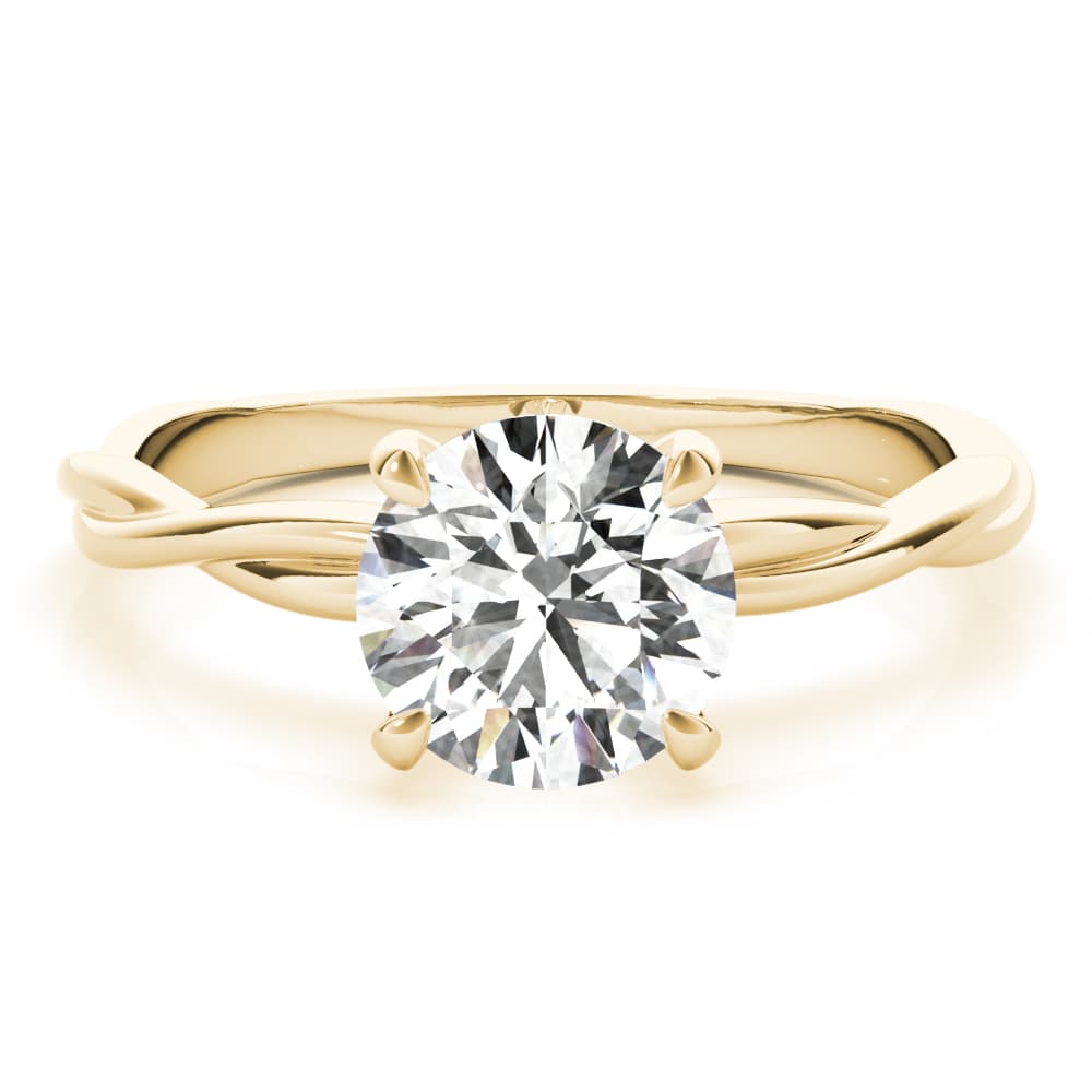 Twisted Solitaire Engagement Ring, style 85258, On hand view in yellow gold