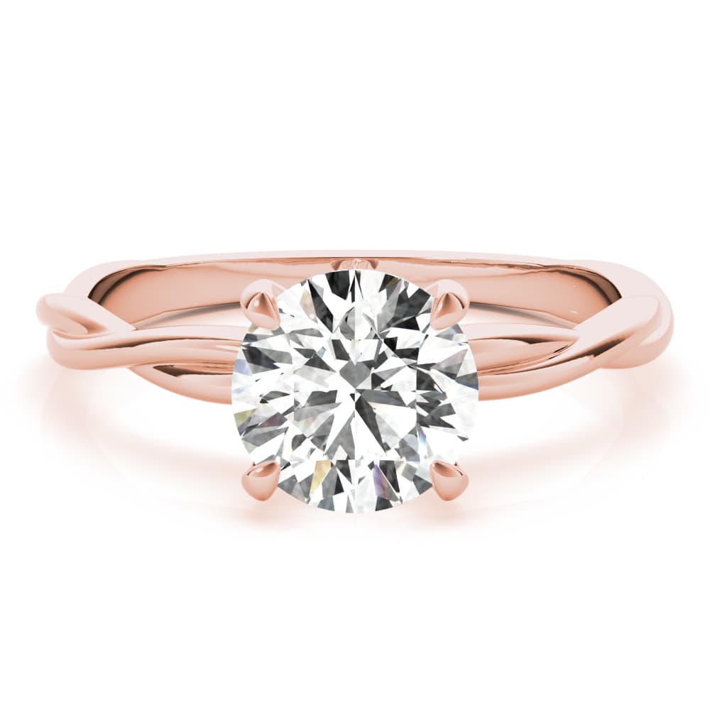 Twisted Solitaire Engagement Ring, style 85258, On hand view in rose gold