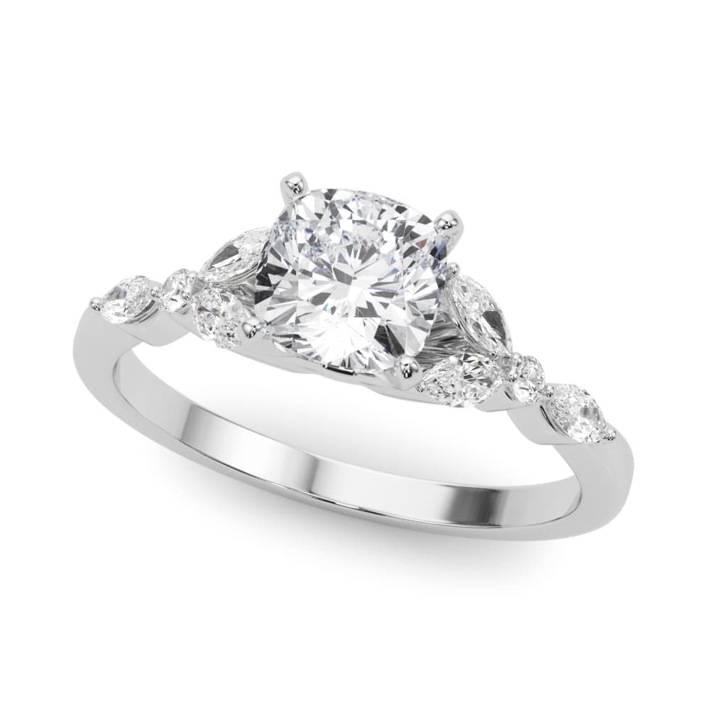 Alternating Marquise & Round Engagement Ring — style 85259 in 10k White Gold