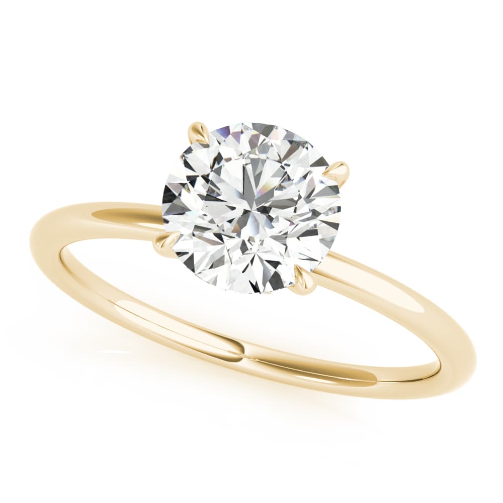 Solitaire Hidden Halo Engagement Ring, style 85260, Front view in yellow gold