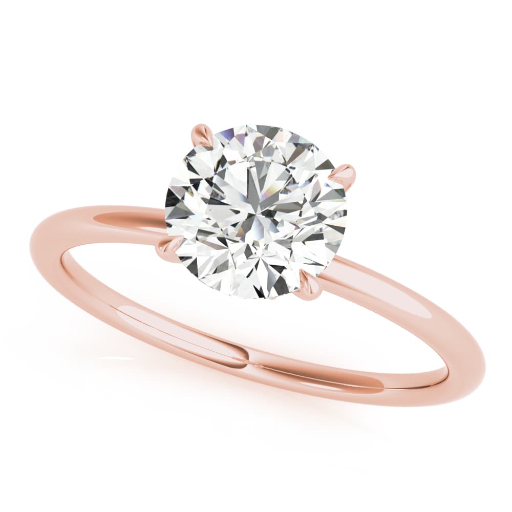Solitaire Hidden Halo Engagement Ring, style 85260, Front view in rose gold