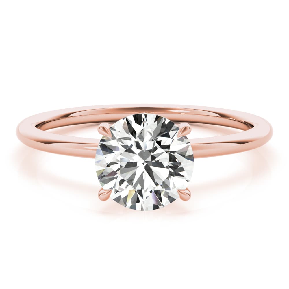 Solitaire Hidden Halo Engagement Ring, style 85260, On hand view in rose gold