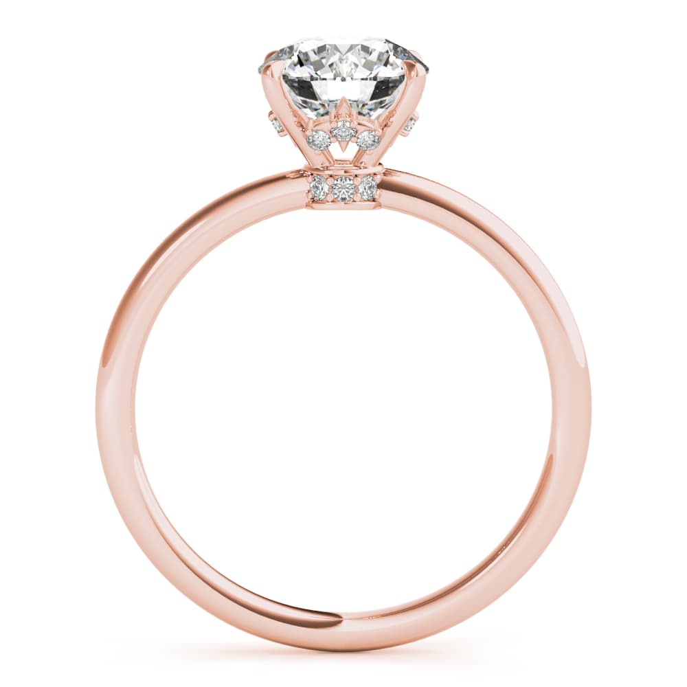 Solitaire Hidden Halo Engagement Ring, style 85260, Side view in rose gold