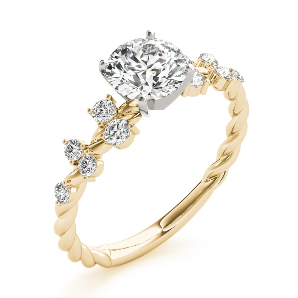 Scattered Style Engagement Ring, style 85261, Angle view in yellow gold