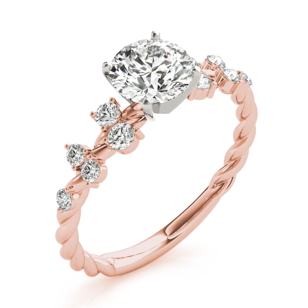 Scattered Style Engagement Ring, style 85261, Angle view in rose gold