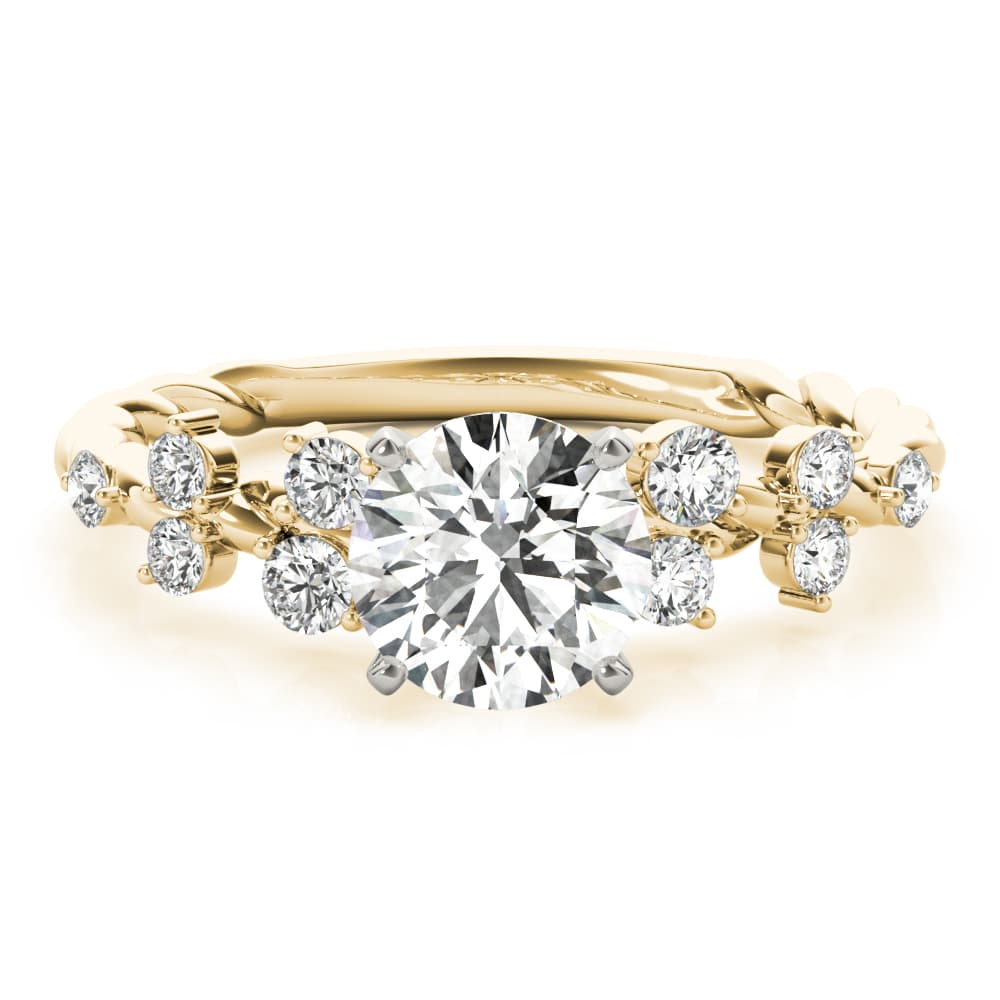 Scattered Style Engagement Ring, style 85261, On hand view in yellow gold