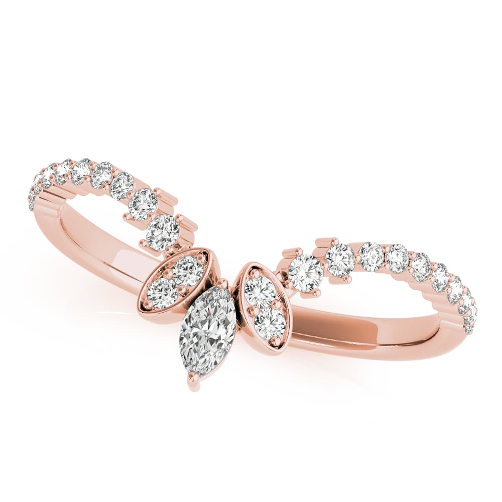 Marquise Chevron Wedding Band (1/8 ct. tw.), Front view in rose gold