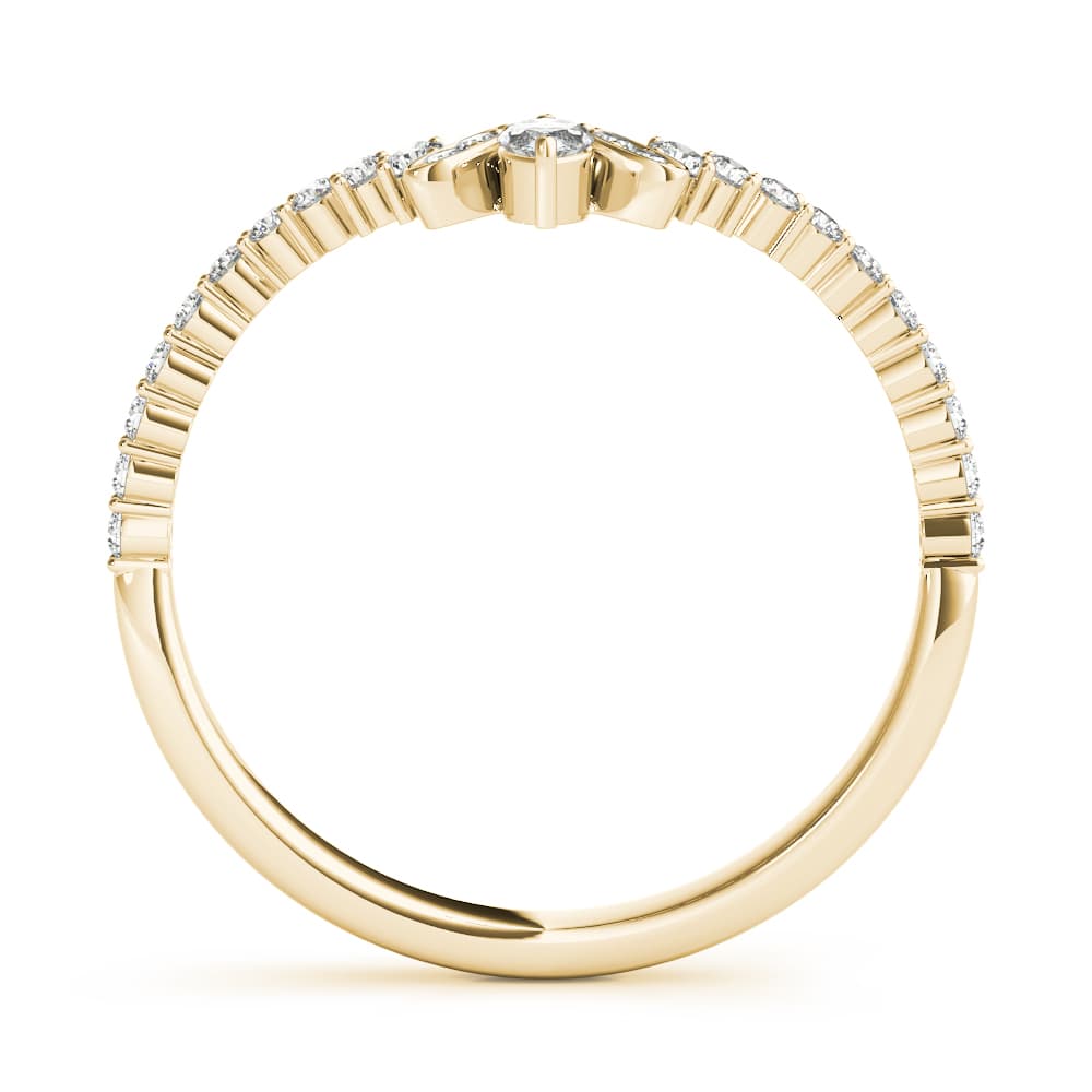 Marquise Chevron Wedding Band (1/8 ct. tw.), Side view in yellow gold