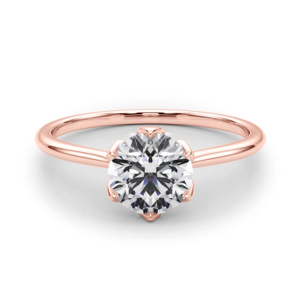 Tulip Solitaire Engagement Ring, style 85264, On hand view in rose gold