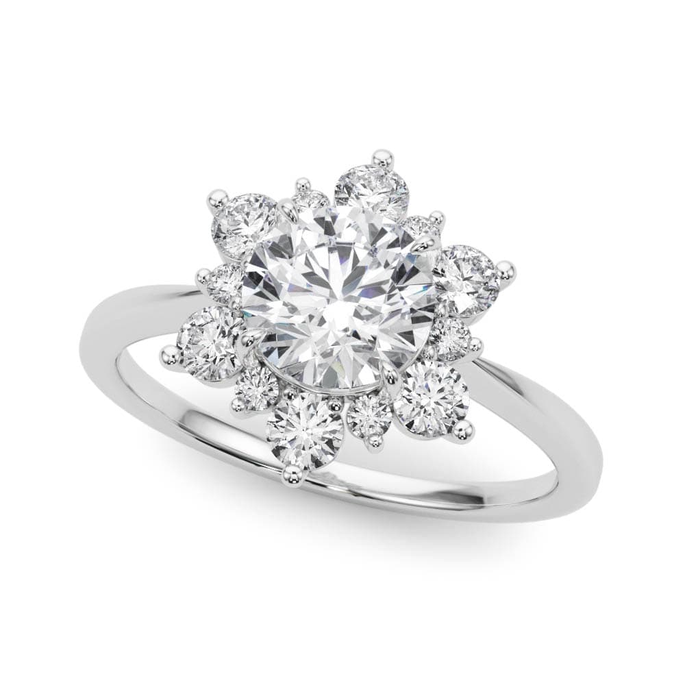 Round Floral Halo Engagement Ring — style 85265 in 10k White Gold