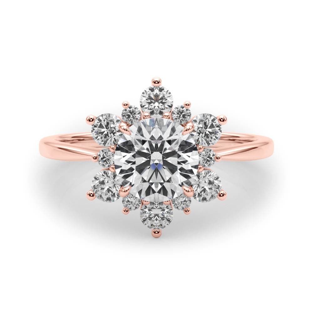 Round Floral Halo Engagement Ring, style 85265, On hand view in rose gold