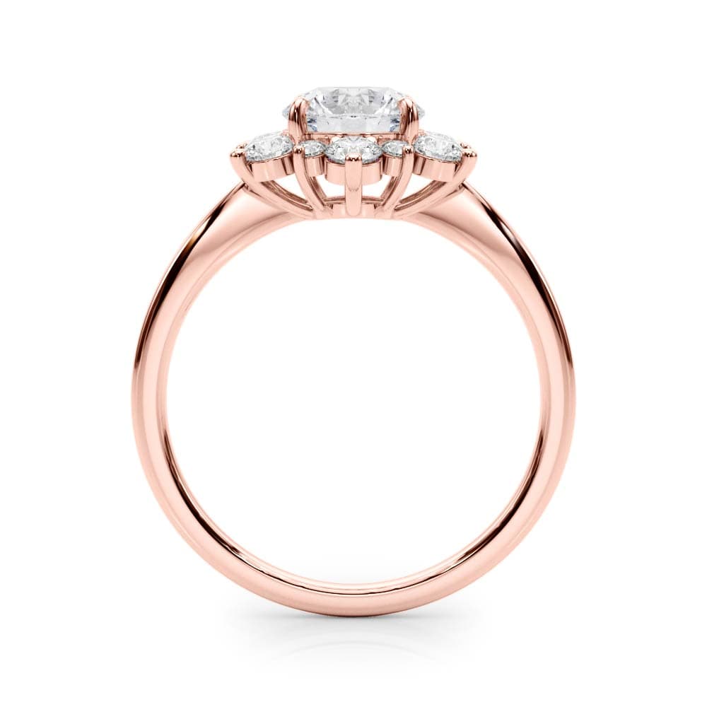 Round Floral Halo Engagement Ring, style 85265, Side view in rose gold