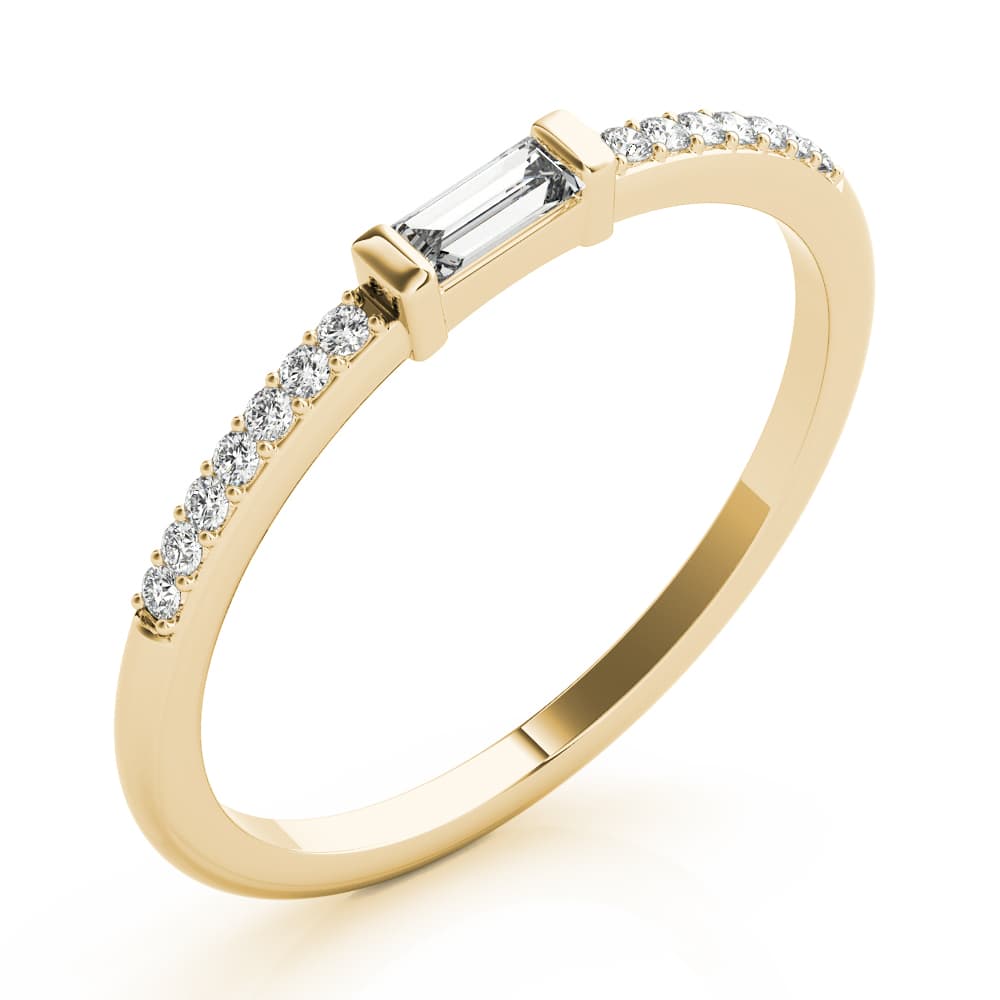 Accented East-West Baguette Ring (0.19 ct. tw.), Angle view in yellow gold