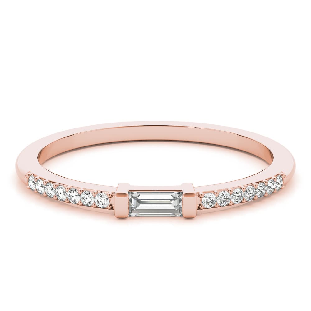 Accented East-West Baguette Ring (0.19 ct. tw.), On hand view in rose gold
