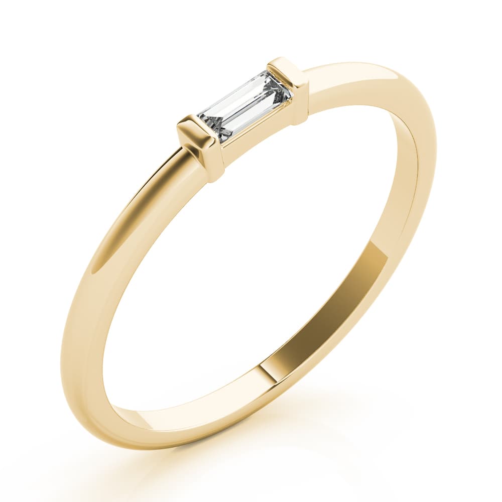 East-West Baguette Ring (1/8 ct. tw.), Angle view in yellow gold