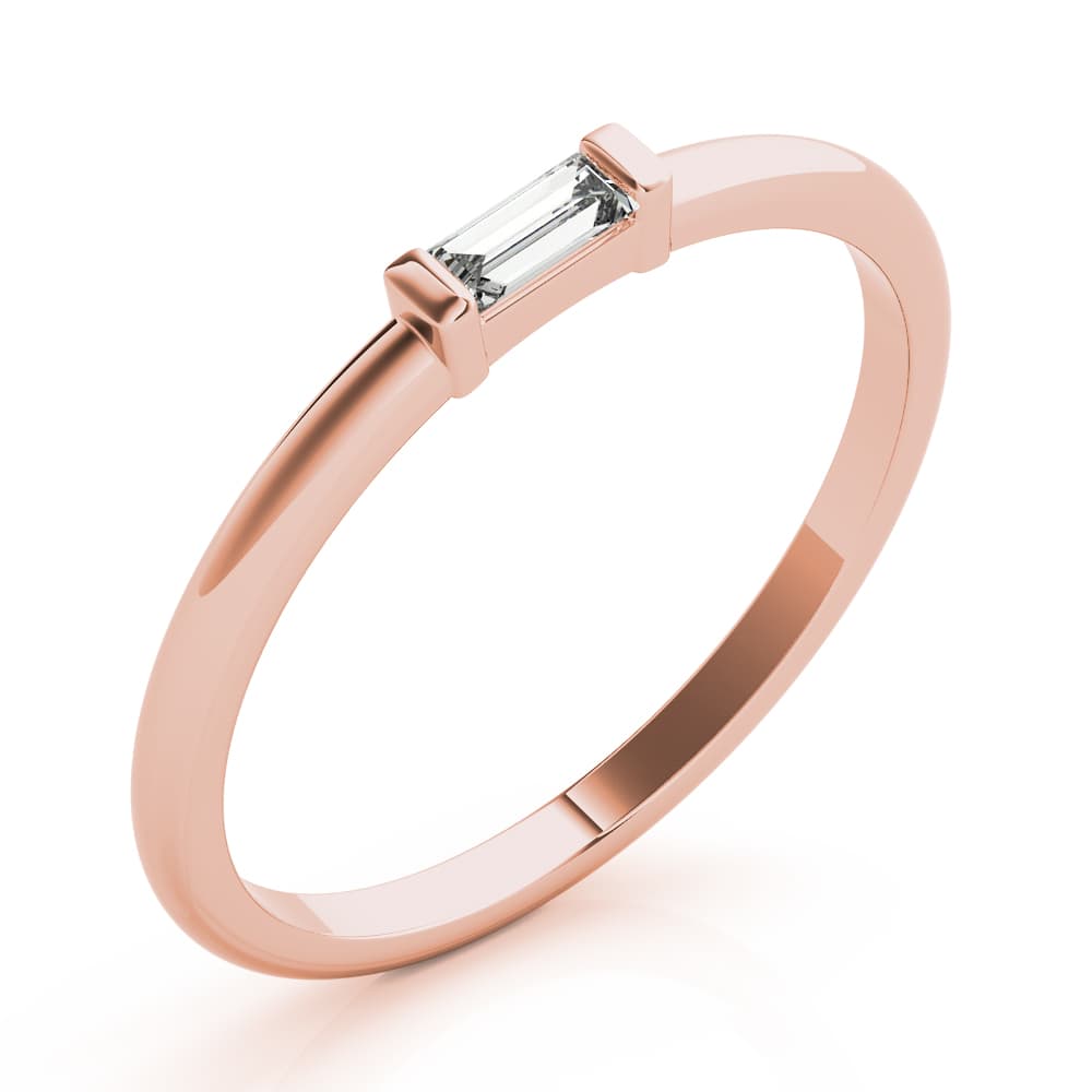 East-West Baguette Ring (1/8 ct. tw.), Angle view in rose gold
