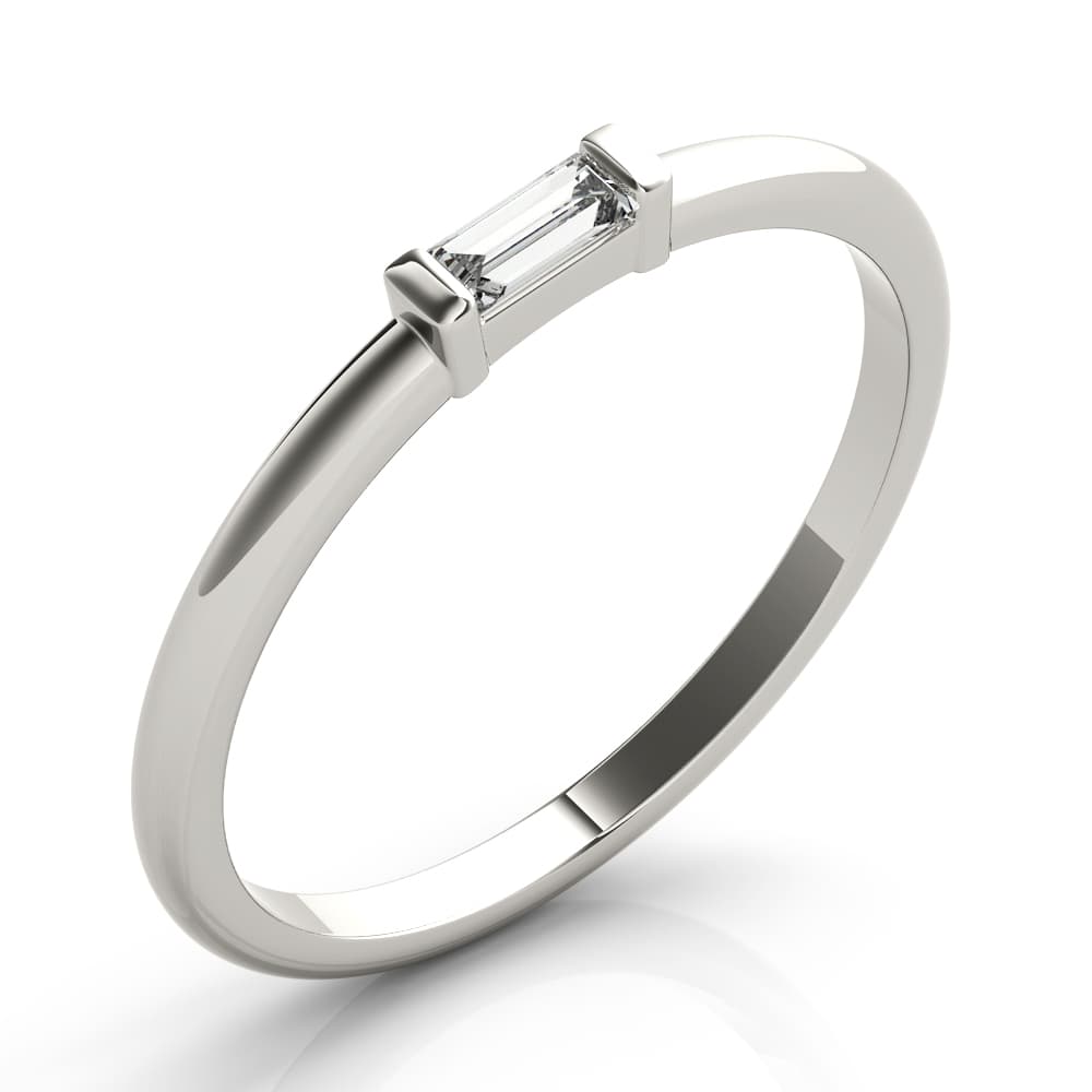 East-West Baguette Ring (1/8 ct. tw.), Angle view in white gold or platinum