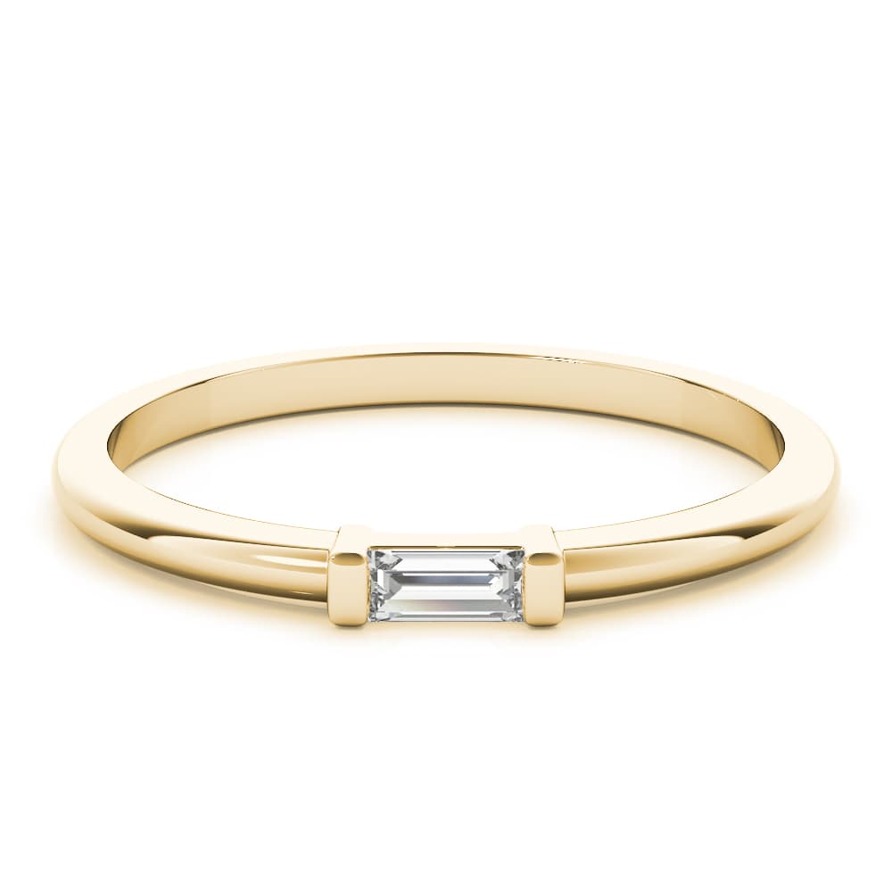 East-West Baguette Ring (1/8 ct. tw.), On hand view in yellow gold