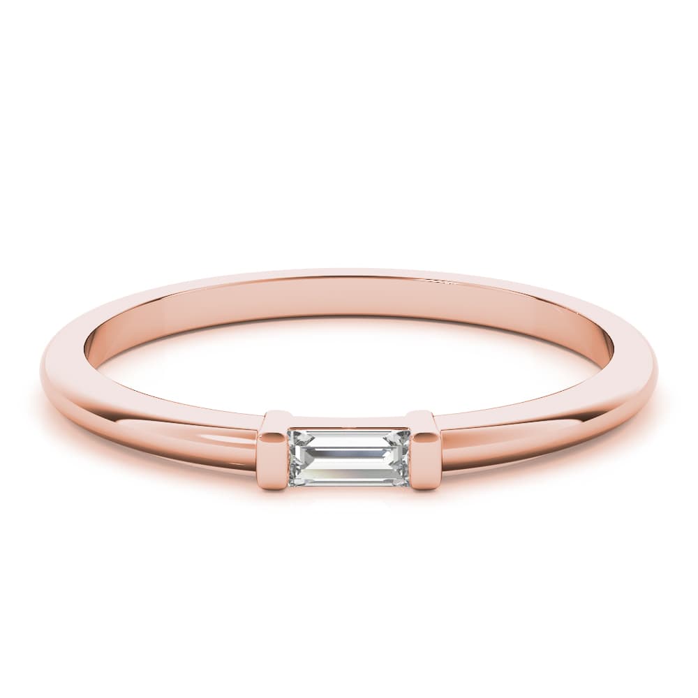 East-West Baguette Ring (1/8 ct. tw.), On hand view in rose gold