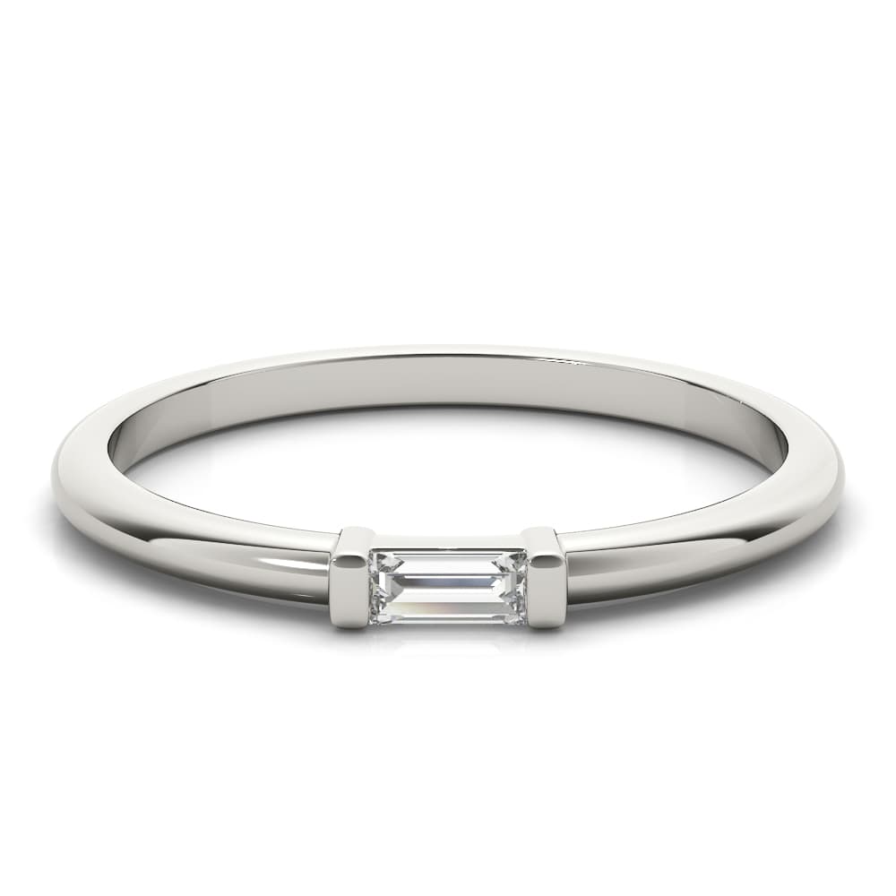 East-West Baguette Ring (1/8 ct. tw.), On hand view in white gold or platinum
