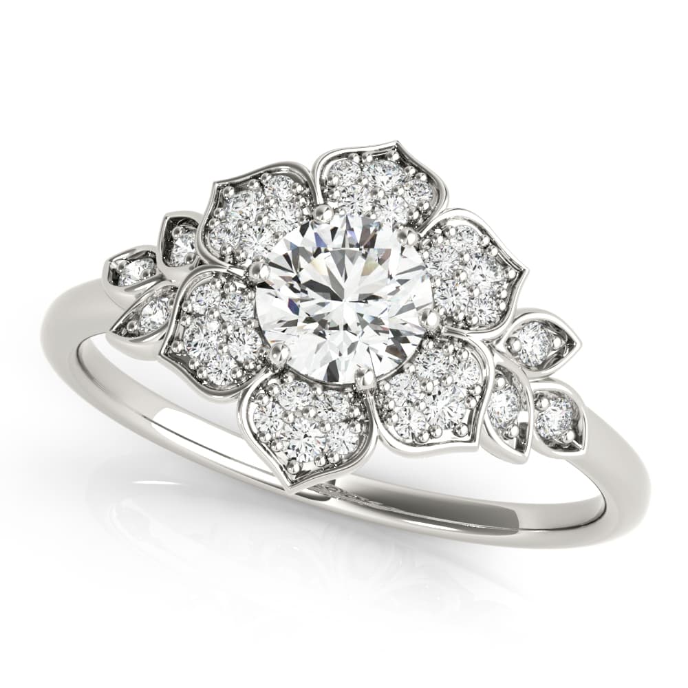 Floral Halo Engagement Ring — style 85270 in 10k White Gold