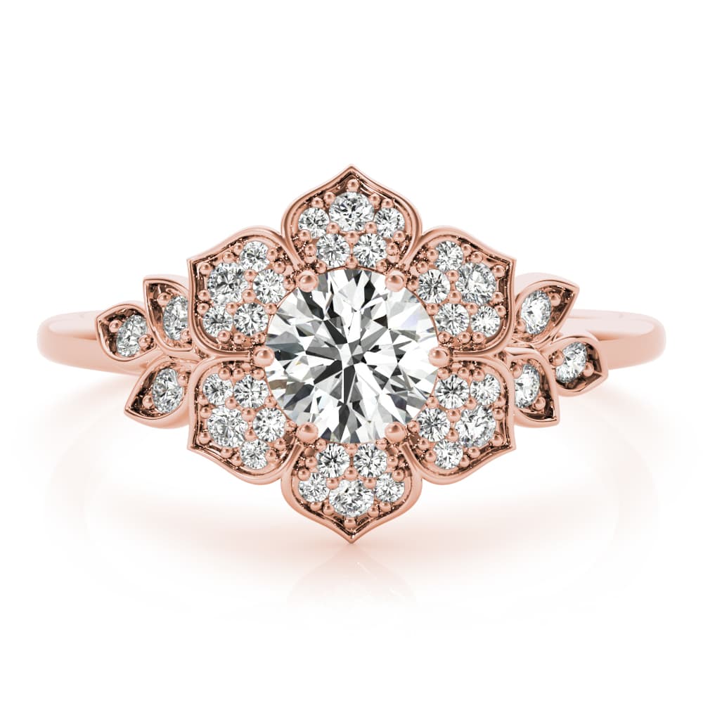 Floral Halo Engagement Ring, style 85270, On hand view in rose gold