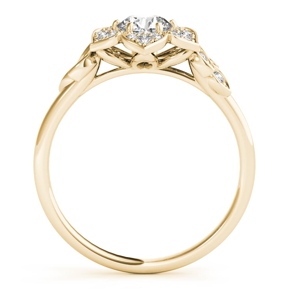 Floral Halo Engagement Ring, style 85270, Side view in yellow gold