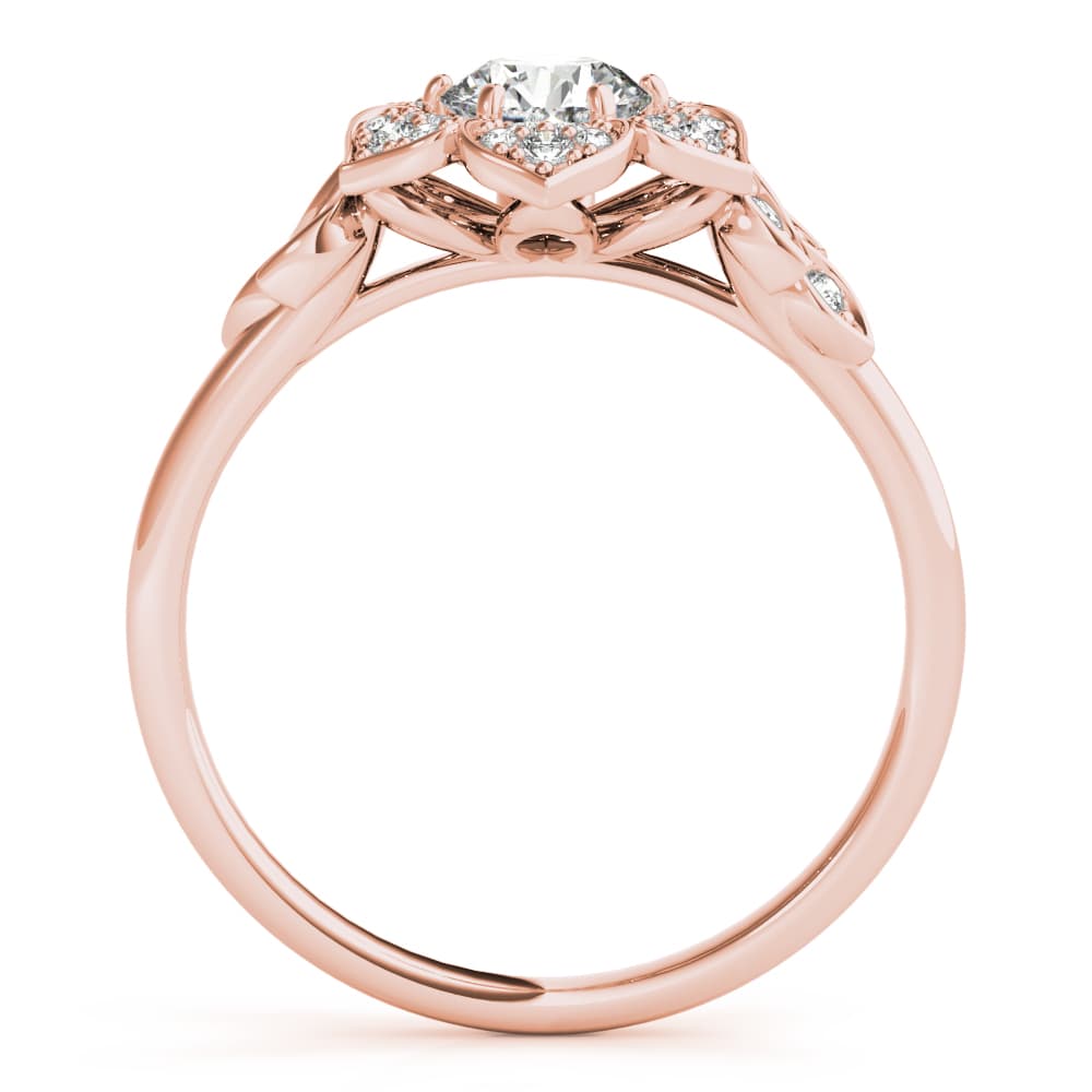 Floral Halo Engagement Ring, style 85270, Side view in rose gold