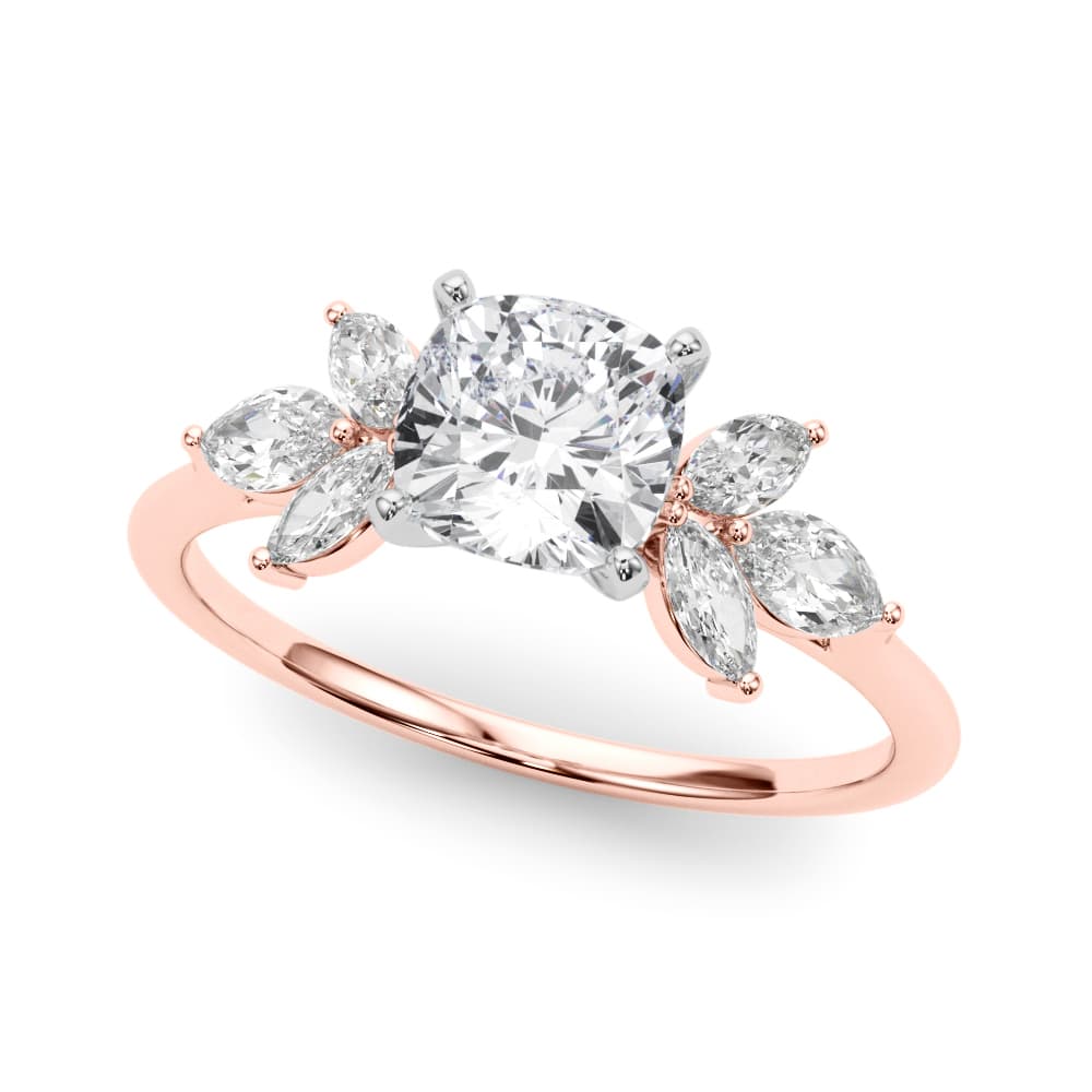 Marquise Cluster Engagement Ring, style 85271, Front view in rose gold