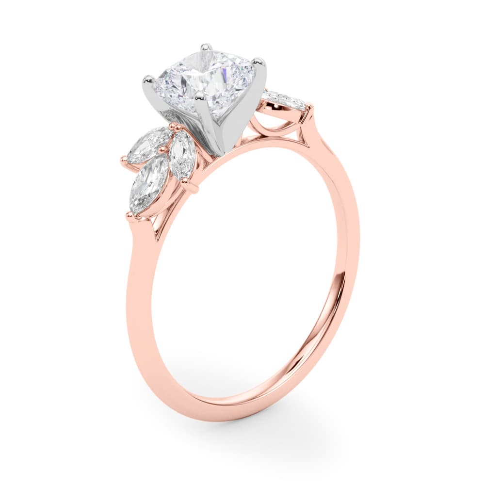Marquise Cluster Engagement Ring, style 85271, Angle view in rose gold