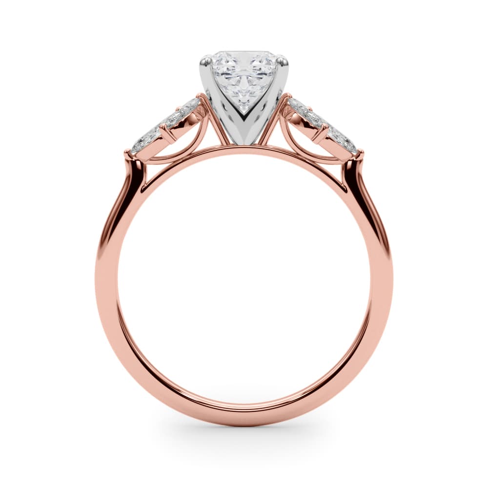 Marquise Cluster Engagement Ring, style 85271, Side view in rose gold