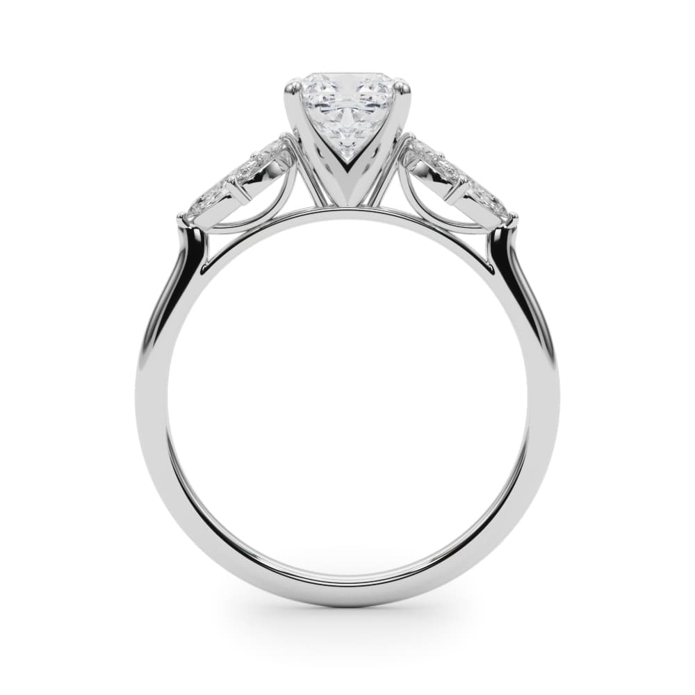 Marquise Cluster Engagement Ring, style 85271, Side view in white gold or platinum