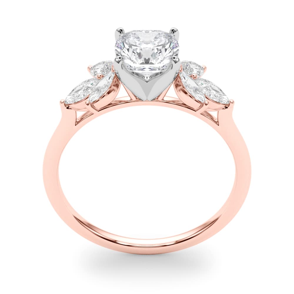 Marquise Cluster Engagement Ring, style 85271, Top view in rose gold