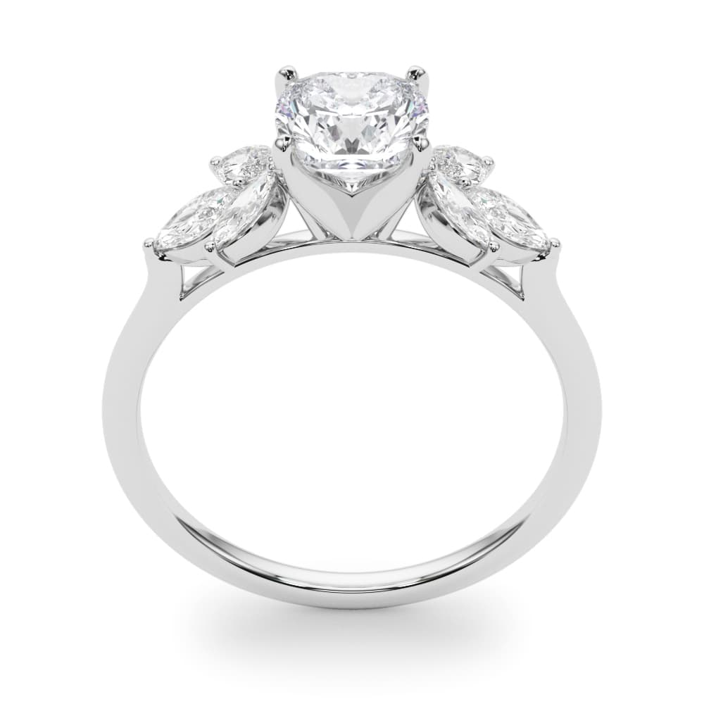 Marquise Cluster Engagement Ring, style 85271, Top view in white gold or platinum
