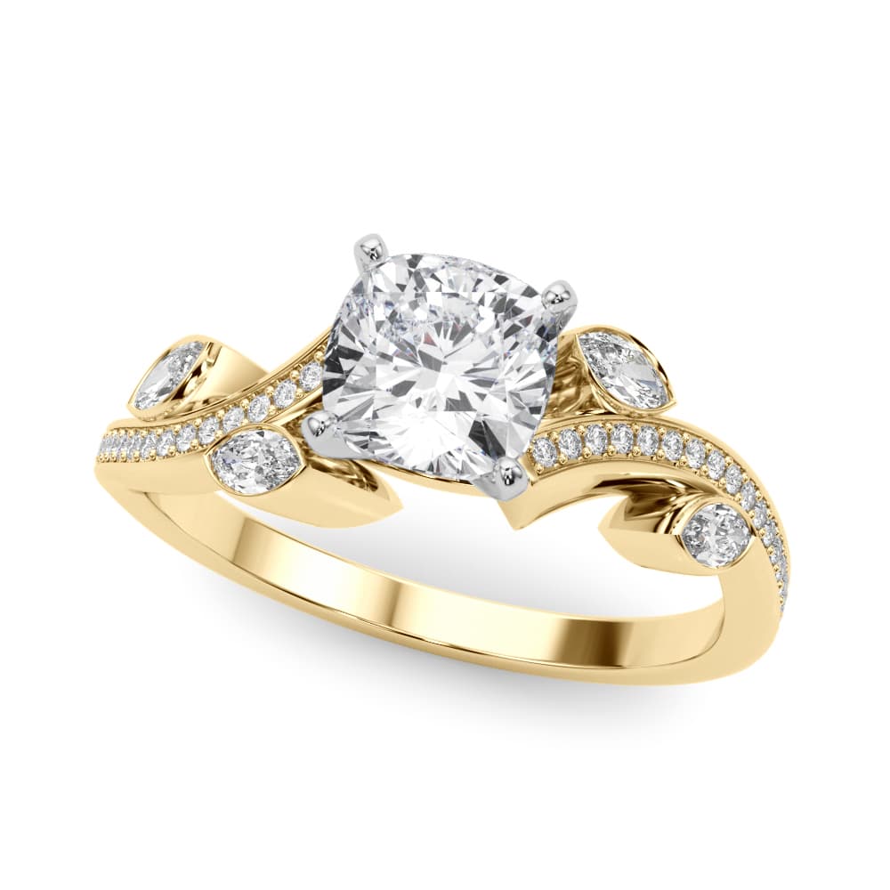 Marquise Accented Bypass Engagement Ring, style 85272, Front view in yellow gold