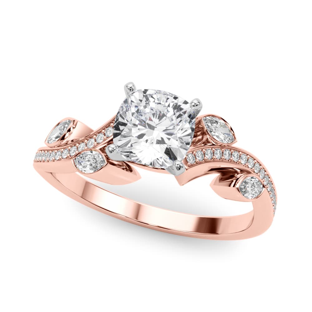 Marquise Accented Bypass Engagement Ring, style 85272, Front view in rose gold