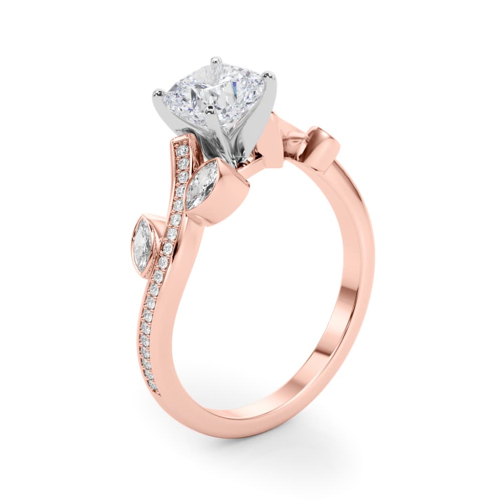 Marquise Accented Bypass Engagement Ring, style 85272, Angle view in rose gold