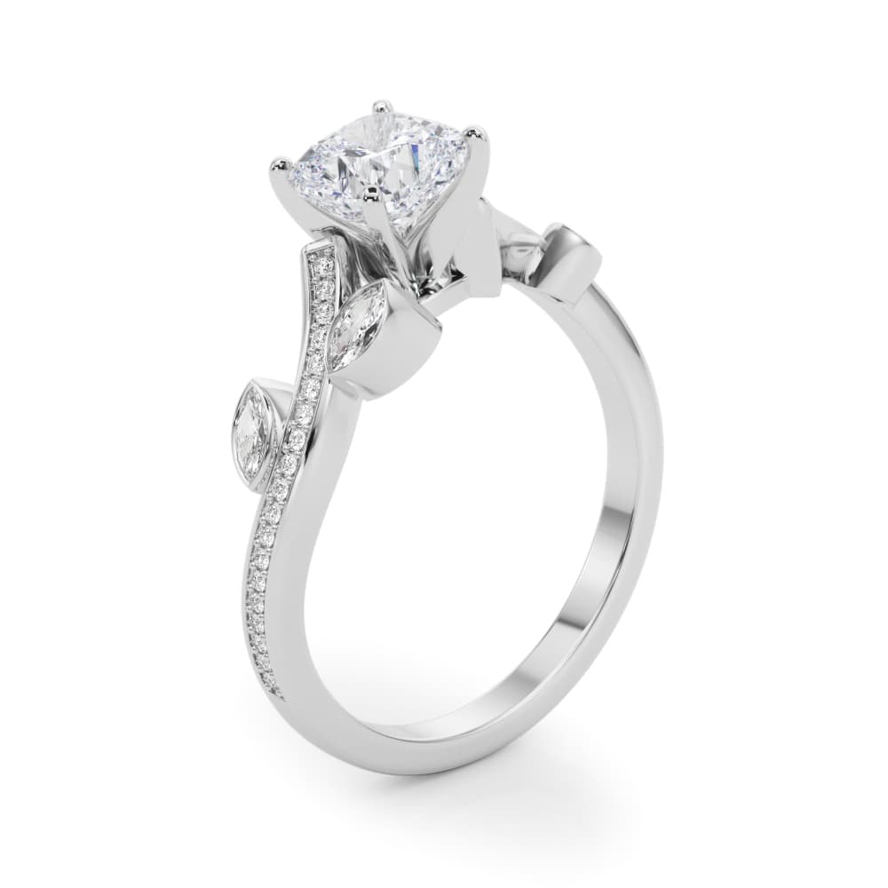 Marquise Accented Bypass Engagement Ring, style 85272, Angle view in white gold or platinum