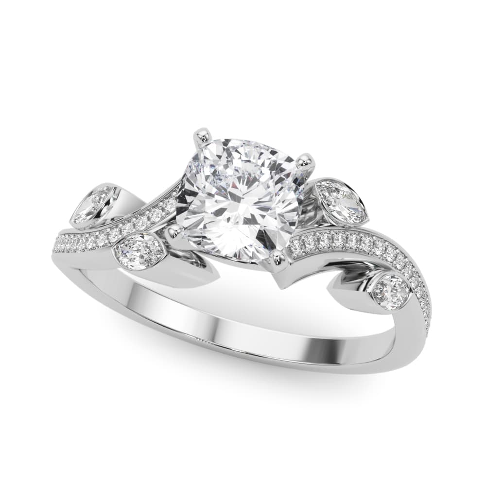 Marquise Accented Bypass Engagement Ring — style 85272 in 10k White Gold