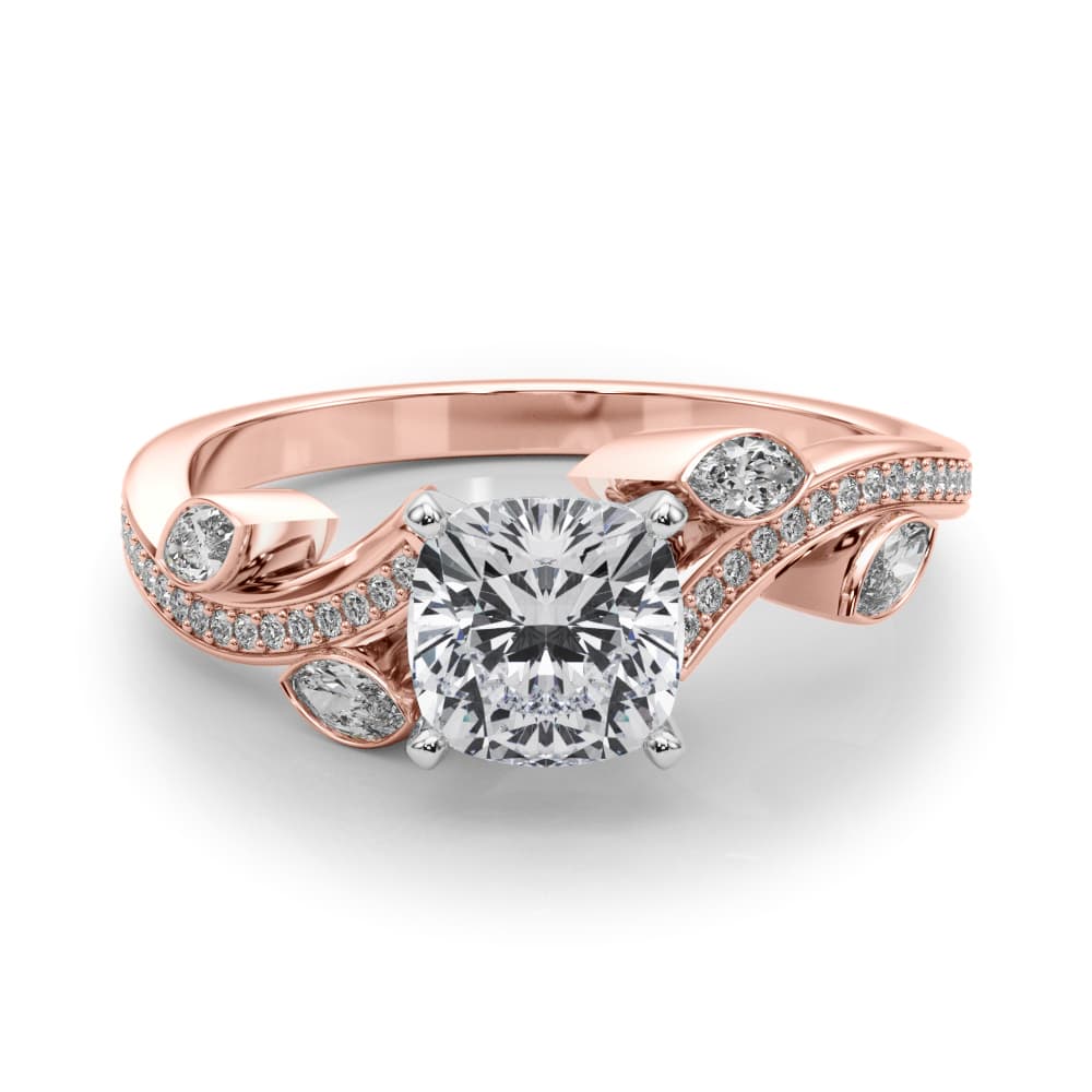 Marquise Accented Bypass Engagement Ring, style 85272, On hand view in rose gold