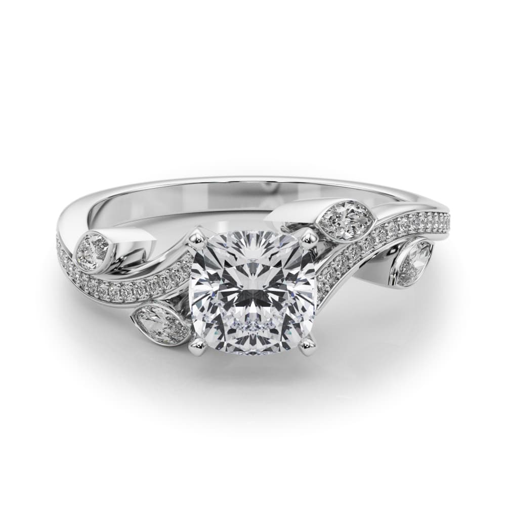 Marquise Accented Bypass Engagement Ring, style 85272, On hand view in white gold or platinum