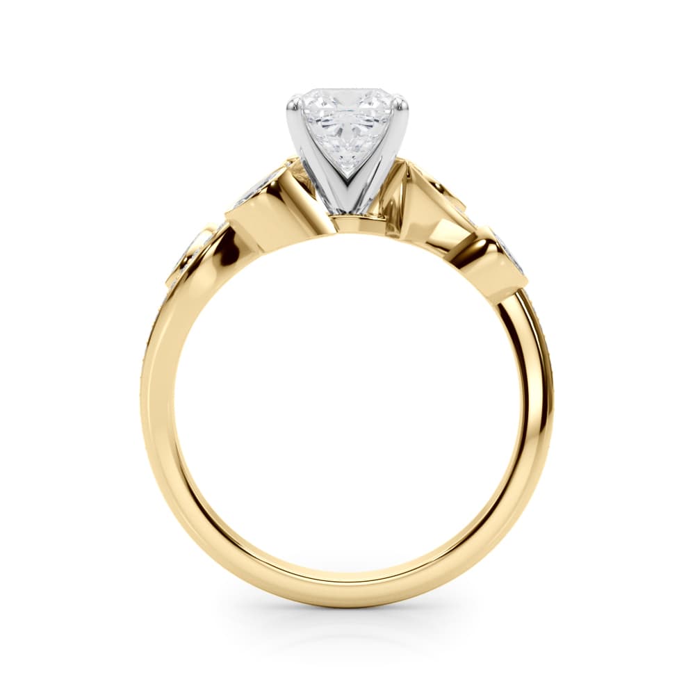 Marquise Accented Bypass Engagement Ring, style 85272, Side view in yellow gold