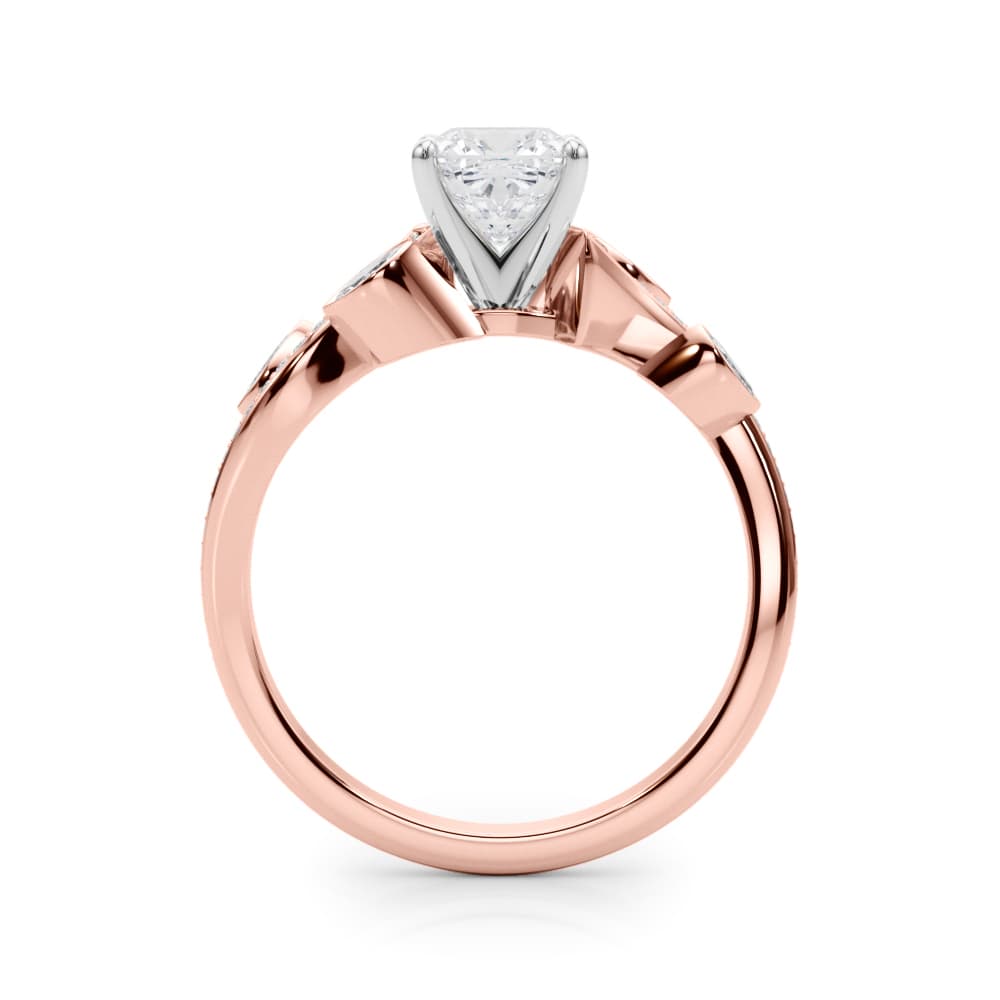 Marquise Accented Bypass Engagement Ring, style 85272, Side view in rose gold