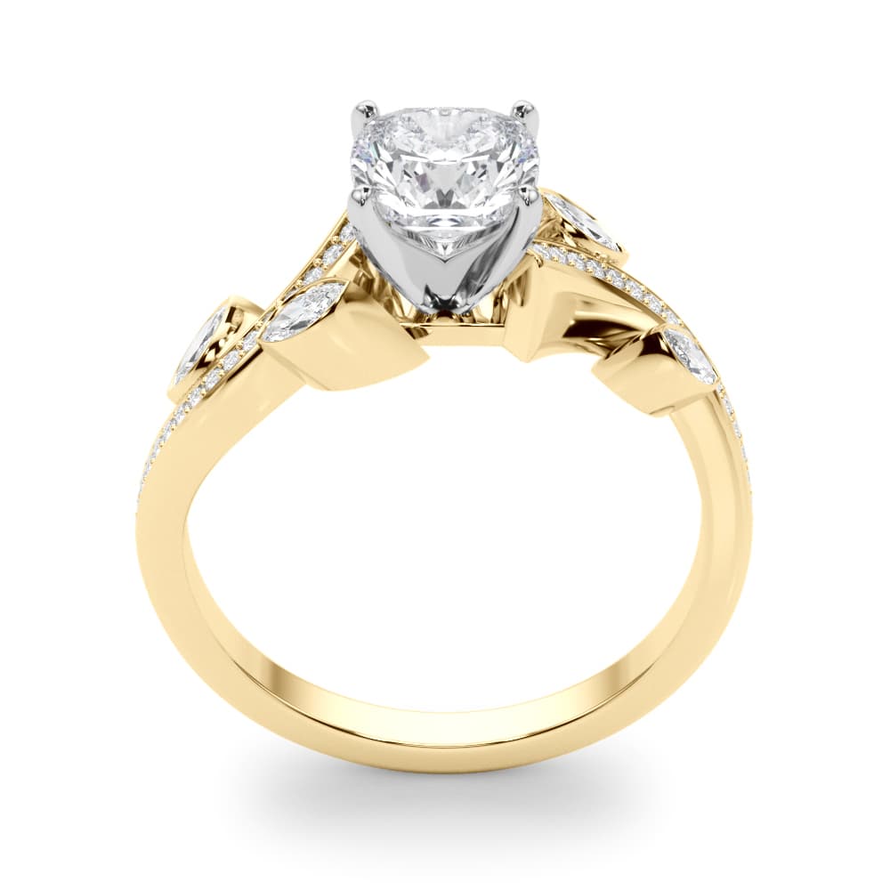 Marquise Accented Bypass Engagement Ring, style 85272, Top view in yellow gold