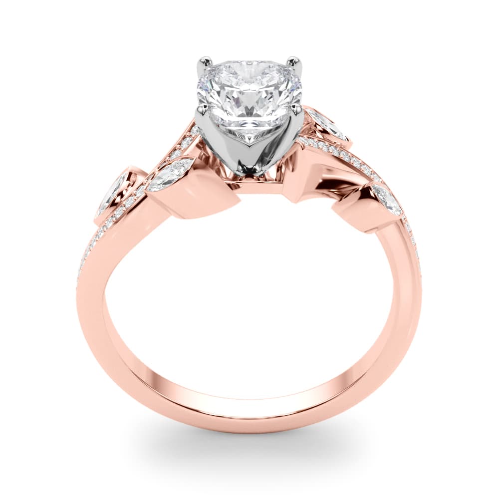 Marquise Accented Bypass Engagement Ring, style 85272, Top view in rose gold
