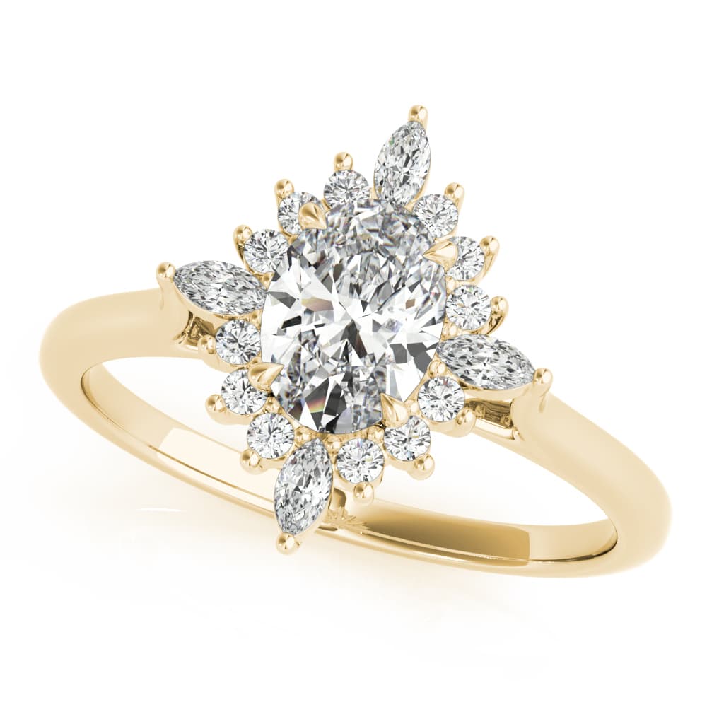 Oval-Cut Halo Engagement Ring, style 85273, Front view in yellow gold
