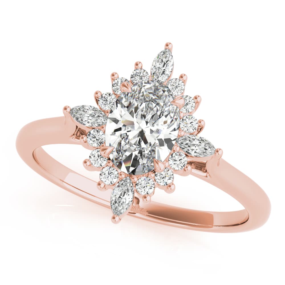 Oval-Cut Halo Engagement Ring, style 85273, Front view in rose gold
