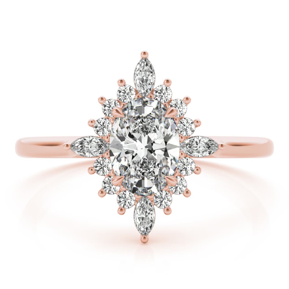 Oval-Cut Halo Engagement Ring, style 85273, On hand view in rose gold